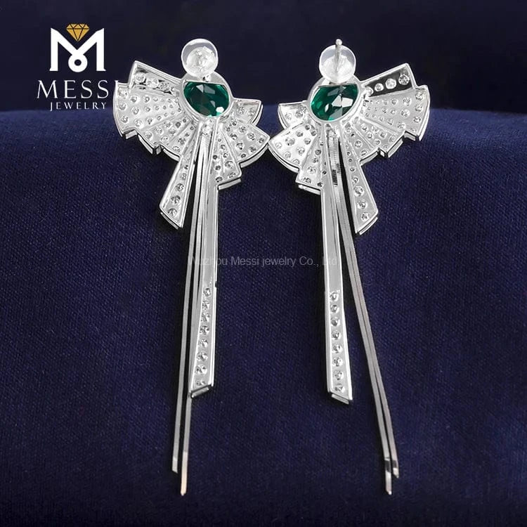 Messi Jewelry fan oval 14k 18k gold emerald earrings gift for mother
