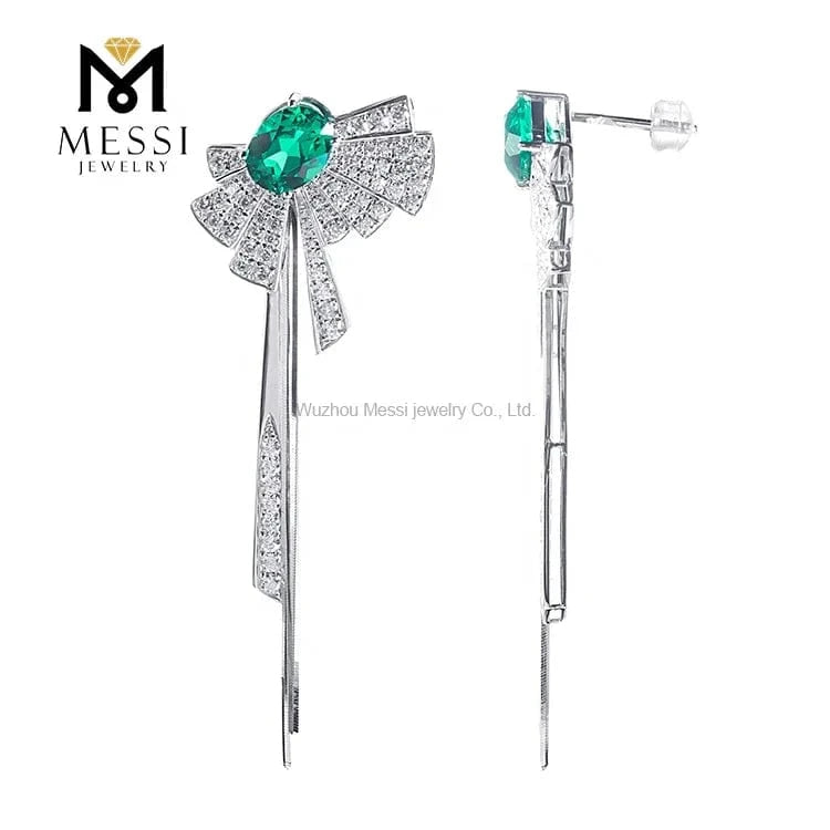 Messi Jewelry fan oval 14k 18k gold emerald earrings gift for mother