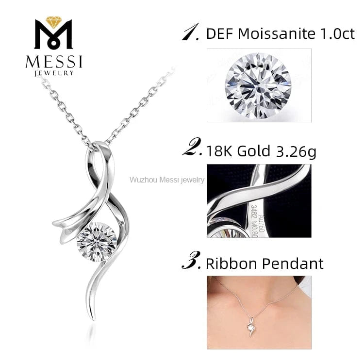 Messi Jewelry leaf shape classic design pendant necklace for woman 14k 18k white gold daily wear necklace jewelry