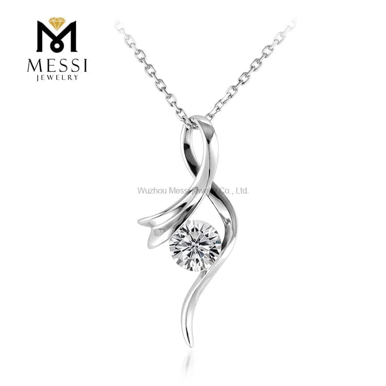 Messi Jewelry leaf shape classic design pendant necklace for woman 14k 18k white gold daily wear necklace jewelry