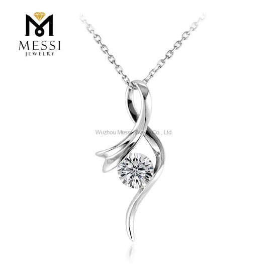 Messi Jewelry leaf shape classic design pendant necklace for woman 14k 18k white gold daily wear necklace jewelry