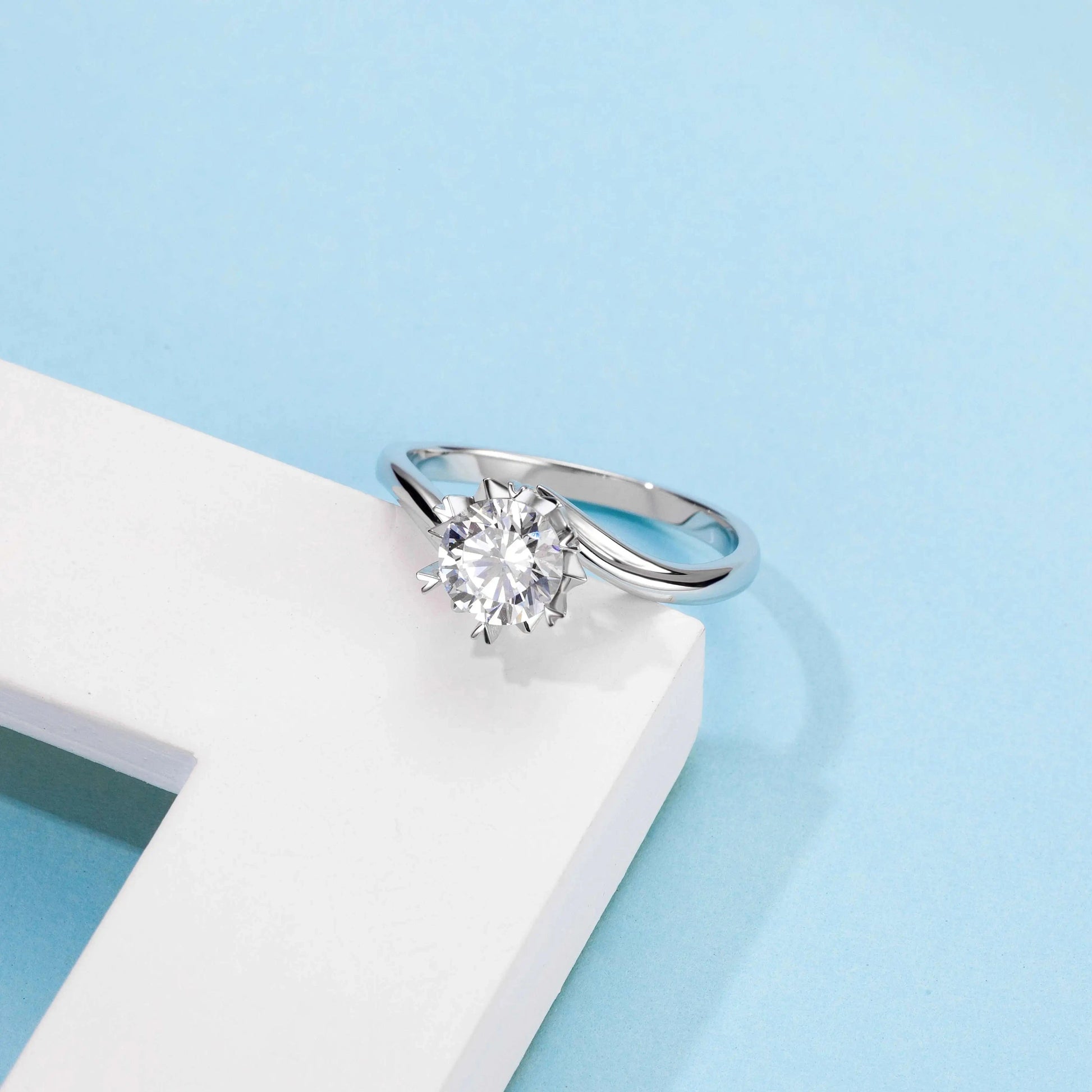 Messi Jewelry minimalist 1 carat moissanite diamond wedding 925 sterling silver rings