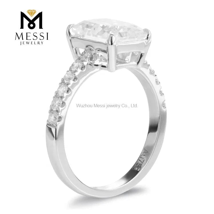 Messi Jewelry octagon cut moissanite ring jewelry white gold wedding engagement 14k 18k ring  for lady anniversary gift