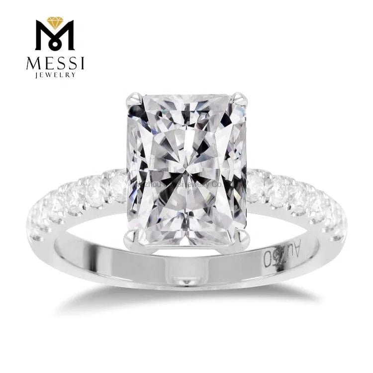 Messi Jewelry octagon cut moissanite ring jewelry white gold wedding engagement 14k 18k ring  for lady anniversary gift