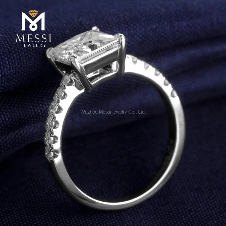 Messi Jewelry princess cut moissanite diamond ring for wedding engagement woman 14k 18k white gold ring jewelry