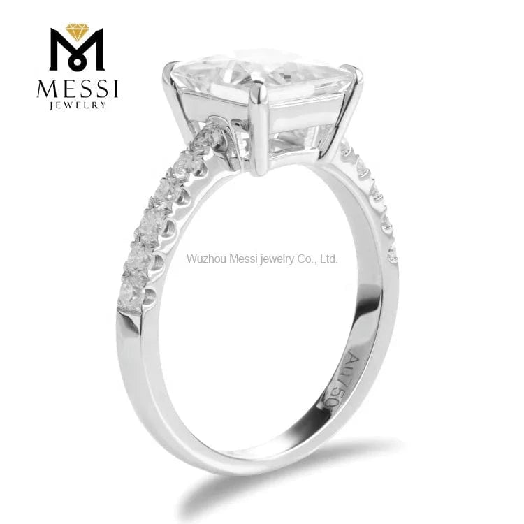 Messi Jewelry princess cut moissanite diamond ring for wedding engagement woman 14k 18k white gold ring jewelry