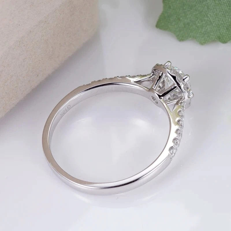 Messi Jewelry  PT950 18k gold 1ct round lab diamond ring  wedding band classic diamond gift engagement ring