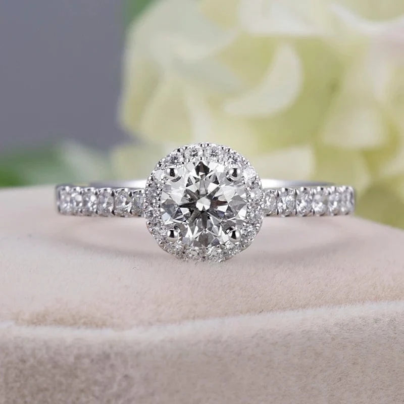 Messi Jewelry  PT950 18k gold 1ct round lab diamond ring  wedding band classic diamond gift engagement ring