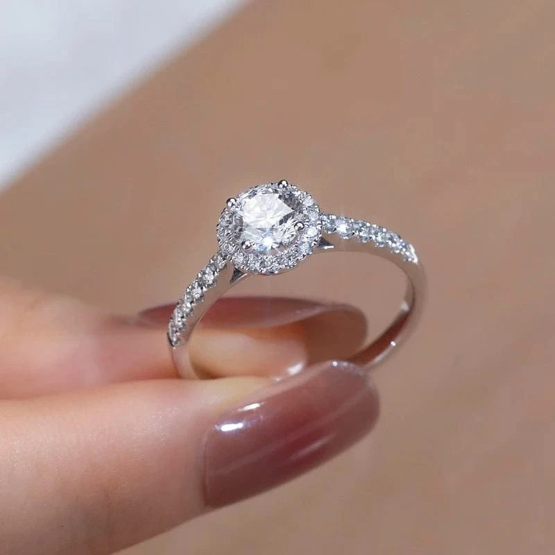 Messi Jewelry  PT950 18k gold 1ct round lab diamond ring  wedding band classic diamond gift engagement ring