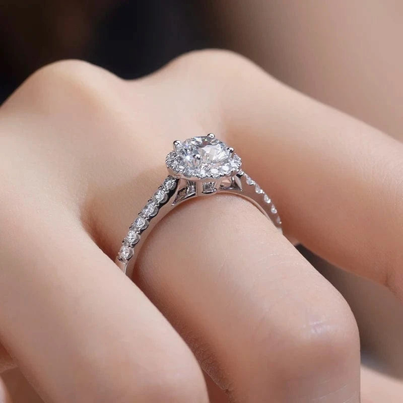 Messi Jewelry  PT950 18k gold 1ct round lab diamond ring  wedding band classic diamond gift engagement ring