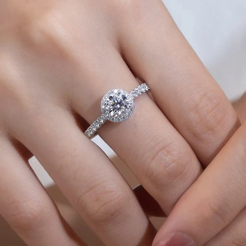 Messi Jewelry  PT950 18k gold 1ct round lab diamond ring  wedding band classic diamond gift engagement ring
