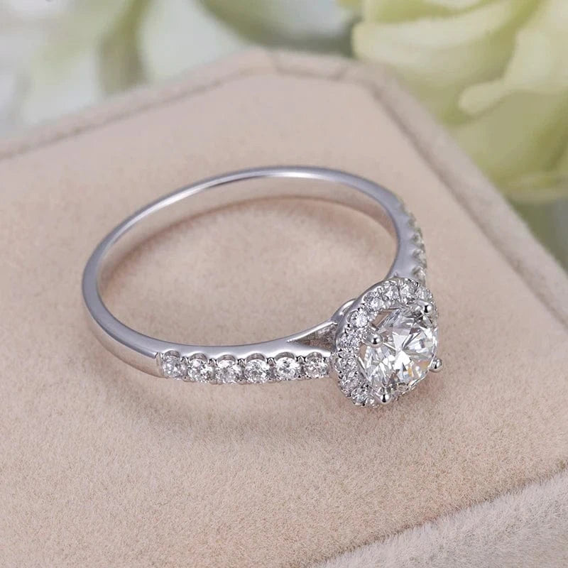 Messi Jewelry  PT950 18k gold 1ct round lab diamond ring  wedding band classic diamond gift engagement ring