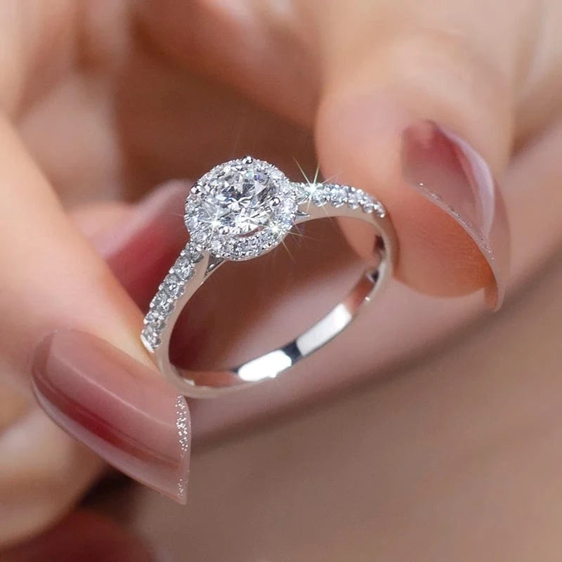 Messi Jewelry  PT950 18k gold 1ct round lab diamond ring  wedding band classic diamond gift engagement ring