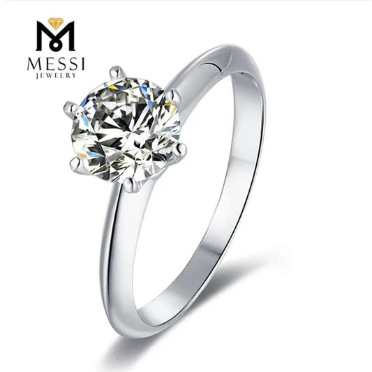 Messi Jewelry simple six prongs setting 1-3ct DEF moissanite ring in sterling 925 silver woman daily wear silver  ring