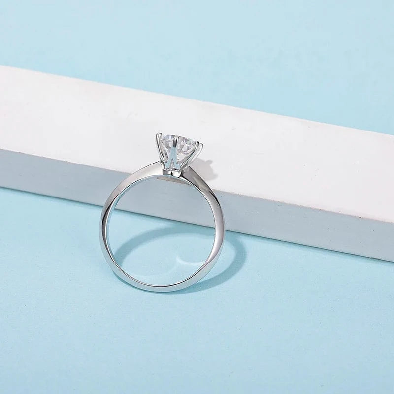Messi Jewelry single stone 1.5 carat moissanite diamond 925 sterling silver ring for women