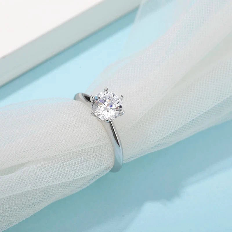 Messi Jewelry single stone 1.5 carat moissanite diamond 925 sterling silver ring for women