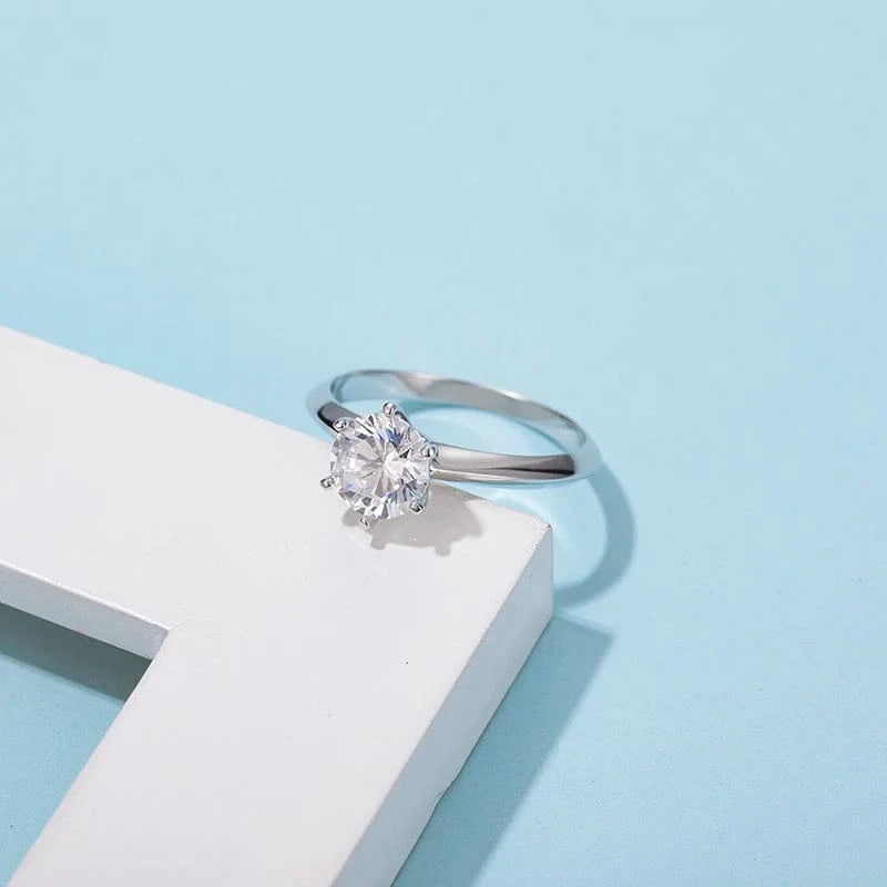 Messi Jewelry single stone 1.5 carat moissanite diamond 925 sterling silver ring for women