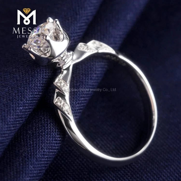 Messi Jewelry snow flake 14k 18k white gold 1ct diamond moissanite ring jewelry gift for Thailand