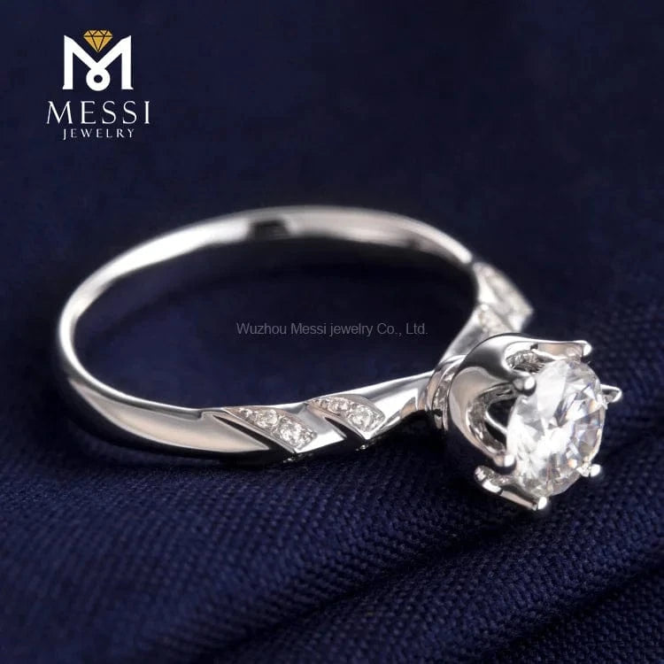Messi Jewelry snow flake 14k 18k white gold 1ct diamond moissanite ring jewelry gift for Thailand