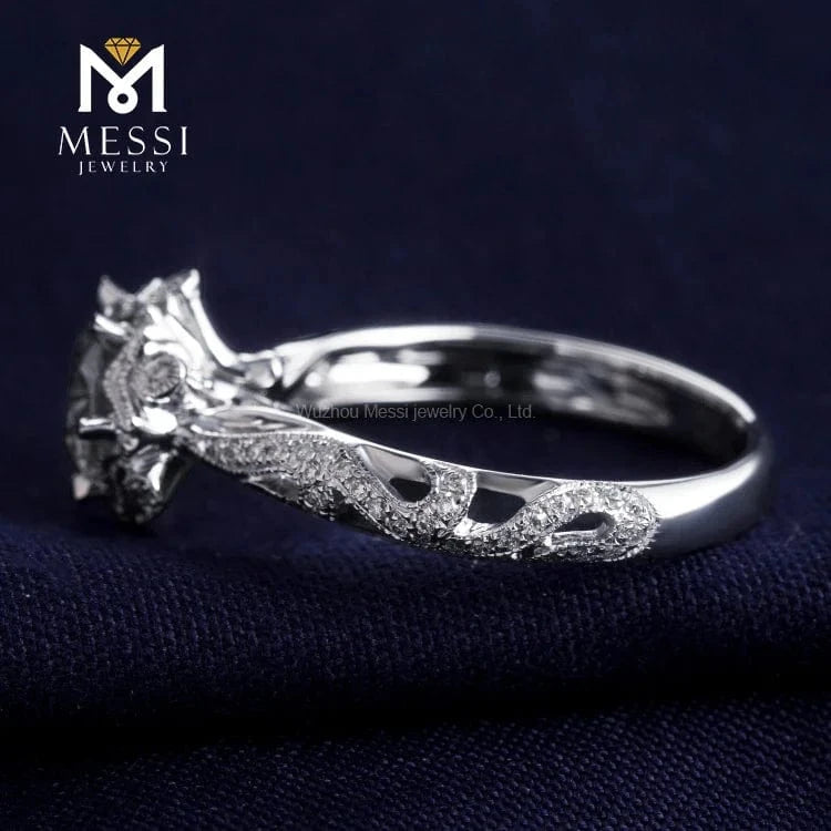 Messi Jewelry snow flake 14k 18k white gold 1ct diamond moissanite ring jewelry gift for Thailand