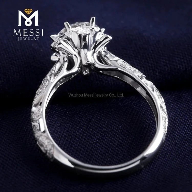 Messi Jewelry snow flake 14k 18k white gold 1ct diamond moissanite ring jewelry gift for Thailand