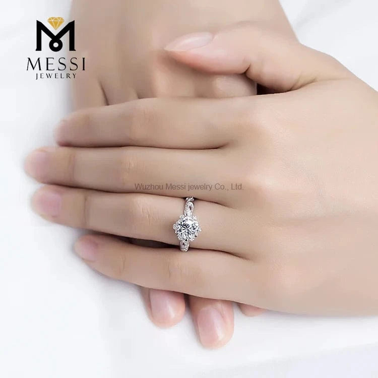 Messi Jewelry snow flake 14k 18k white gold 1ct diamond moissanite ring jewelry gift for Thailand