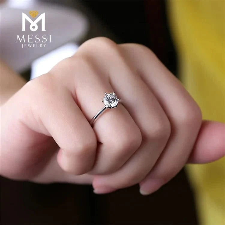 Messi Jewelry woman solitaire ring for engagement wedding ring 1ct moissanite 18k white gold ring