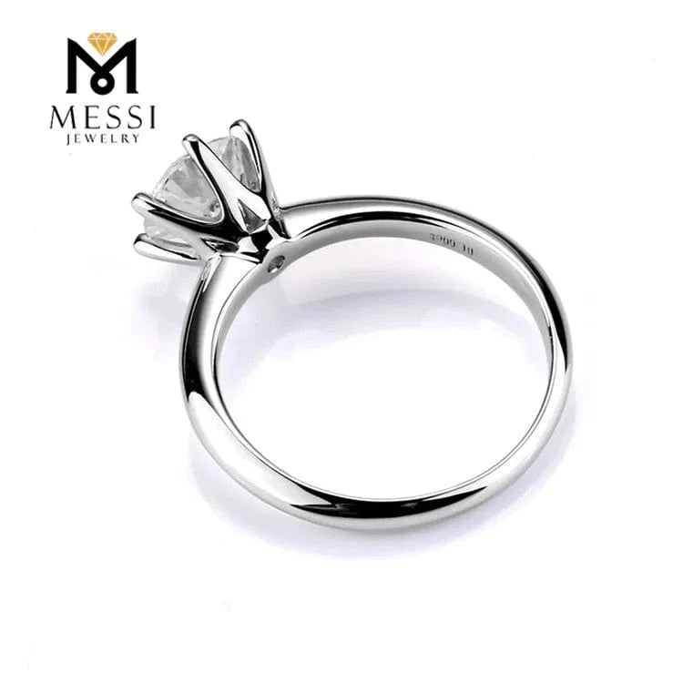 Messi Jewelry woman solitaire ring for engagement wedding ring 1ct moissanite 18k white gold ring