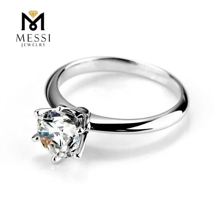 Messi Jewelry woman solitaire ring for engagement wedding ring 1ct moissanite 18k white gold ring