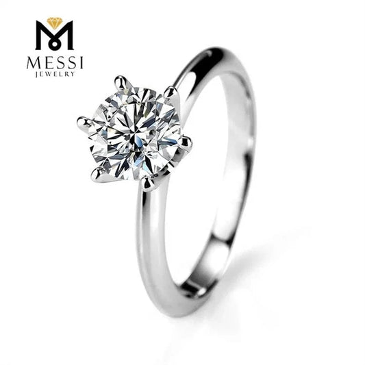 Messi Jewelry woman solitaire ring for engagement wedding ring 1ct moissanite 18k white gold ring