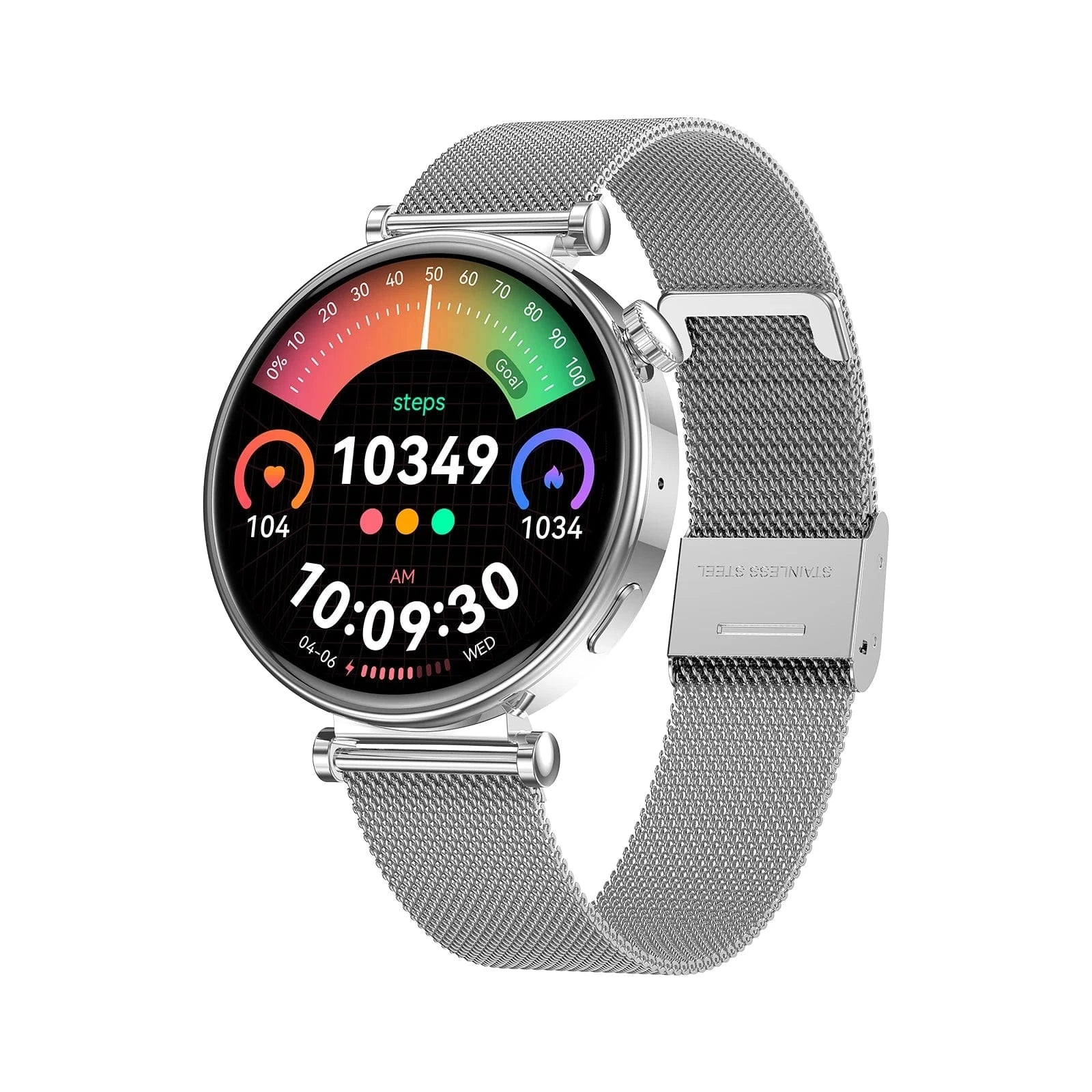Metal band-silver 2024 Hot sale HD AMOLED screen smart watch IP68 waterproof health monitor smart watches elegant women smartwatch