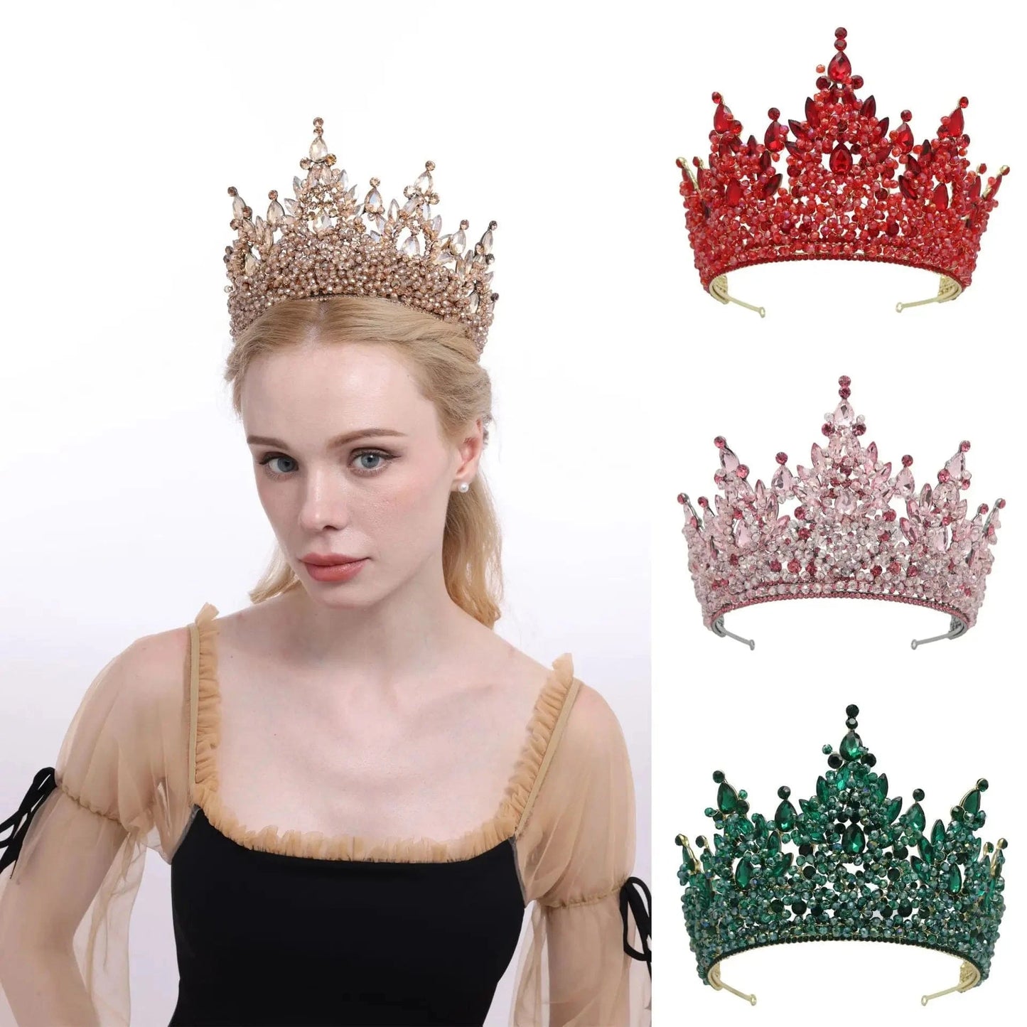 Miallo Luxury Colorful Bridal Headpiece Wedding Hair Accessories Rhinestone crystal Crown And Tiaras For women