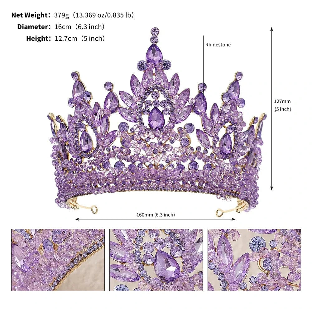Miallo Luxury Colorful Bridal Headpiece Wedding Hair Accessories Rhinestone crystal Crown And Tiaras For women