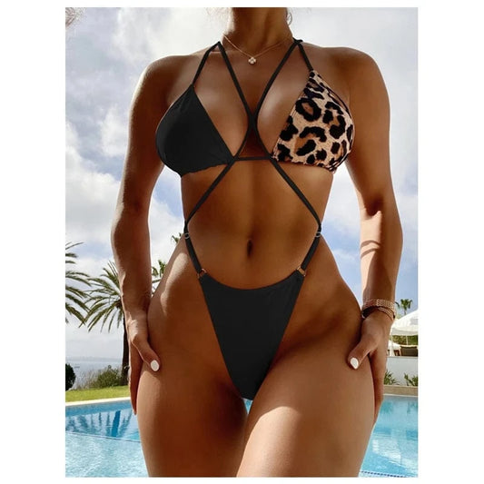 Micro Mini Bikini Thong Sexy Strings Swimwear Patchwork Swimsuit Women Bandage Bathing Suit High Cut Monokini 2024 Hot Bikinis