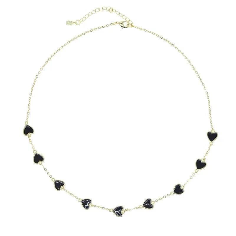 Micro Pave 5A Black White Red CZ Enamel Heart Necklace Bracelet Earring For Women Fashion Jewelry Set