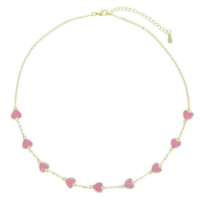 Micro Pave 5A Black White Red CZ Enamel Heart Necklace Bracelet Earring For Women Fashion Jewelry Set