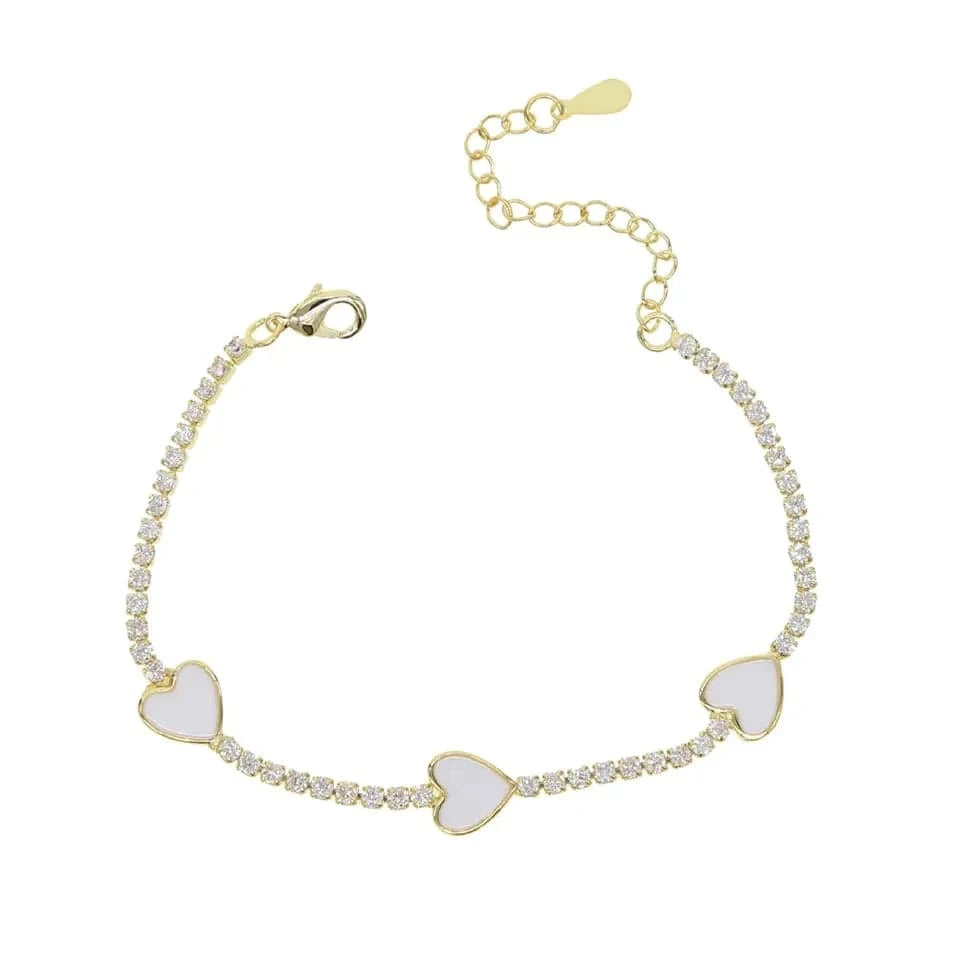 Micro Pave 5A Black White Red CZ Enamel Heart Necklace Bracelet Earring For Women Fashion Jewelry Set