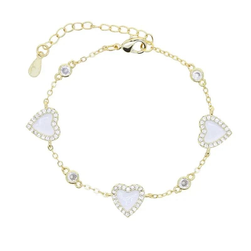 Micro Pave 5A Black White Red CZ Enamel Heart Necklace Bracelet Earring For Women Fashion Jewelry Set