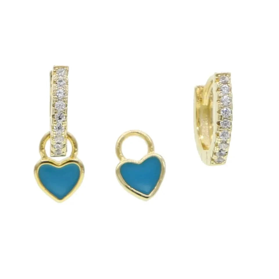 Micro Pave 5A Black White Red CZ Enamel Heart Necklace Bracelet Earring For Women Fashion Jewelry Set