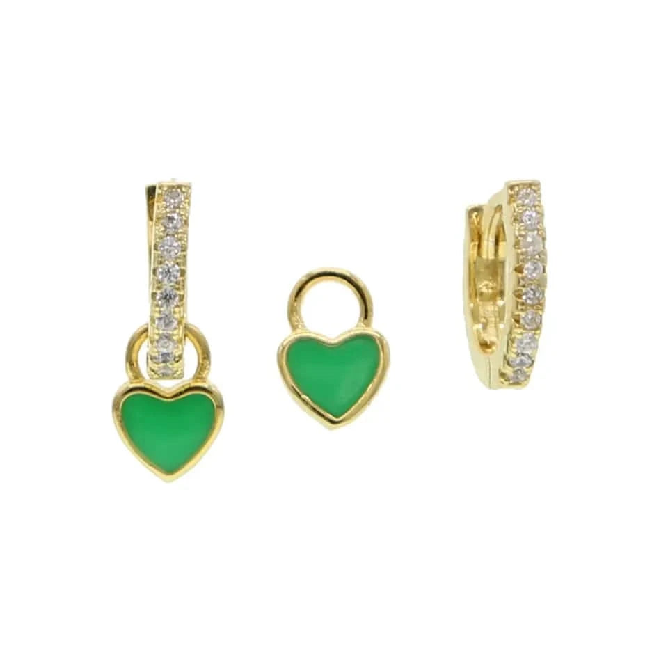 Micro Pave 5A Black White Red CZ Enamel Heart Necklace Bracelet Earring For Women Fashion Jewelry Set