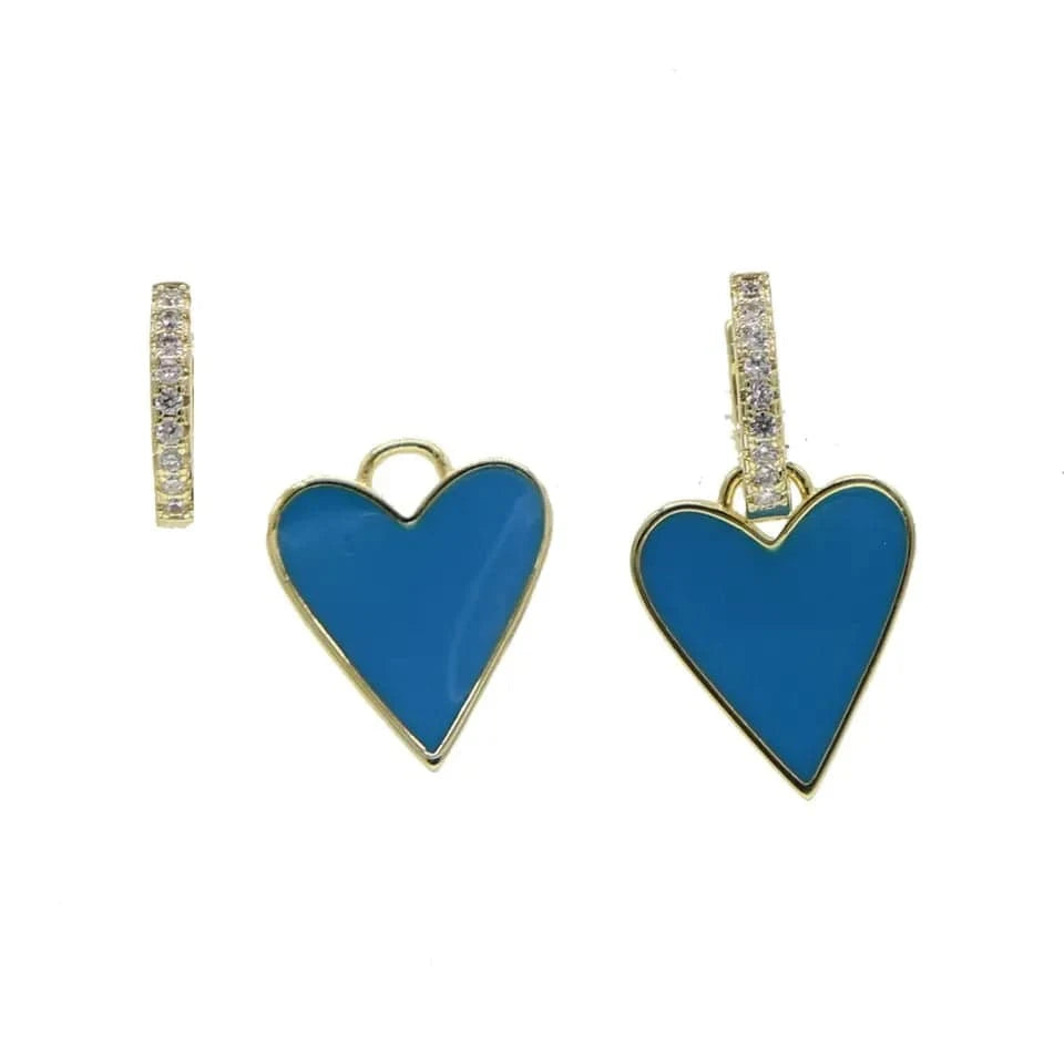 Micro Pave 5A Black White Red CZ Enamel Heart Necklace Bracelet Earring For Women Fashion Jewelry Set