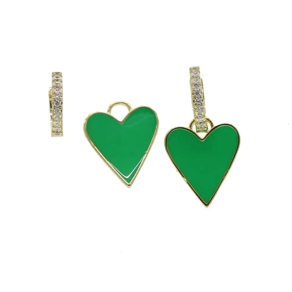 Micro Pave 5A Black White Red CZ Enamel Heart Necklace Bracelet Earring For Women Fashion Jewelry Set