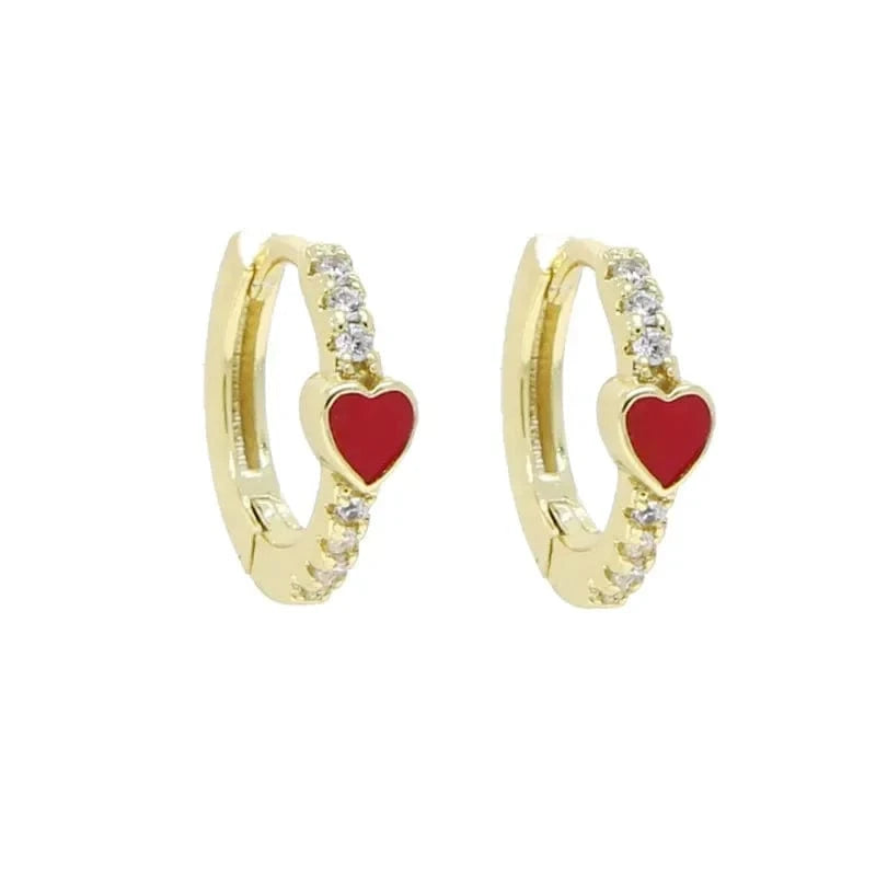 Micro Pave 5A Black White Red CZ Enamel Heart Necklace Bracelet Earring For Women Fashion Jewelry Set