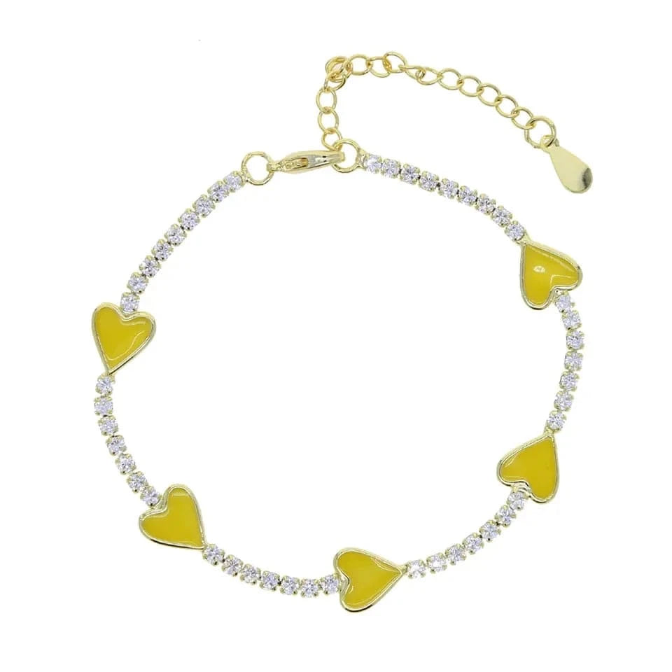 Micro Pave 5A Black White Red CZ Enamel Heart Necklace Bracelet Earring For Women Fashion Jewelry Set