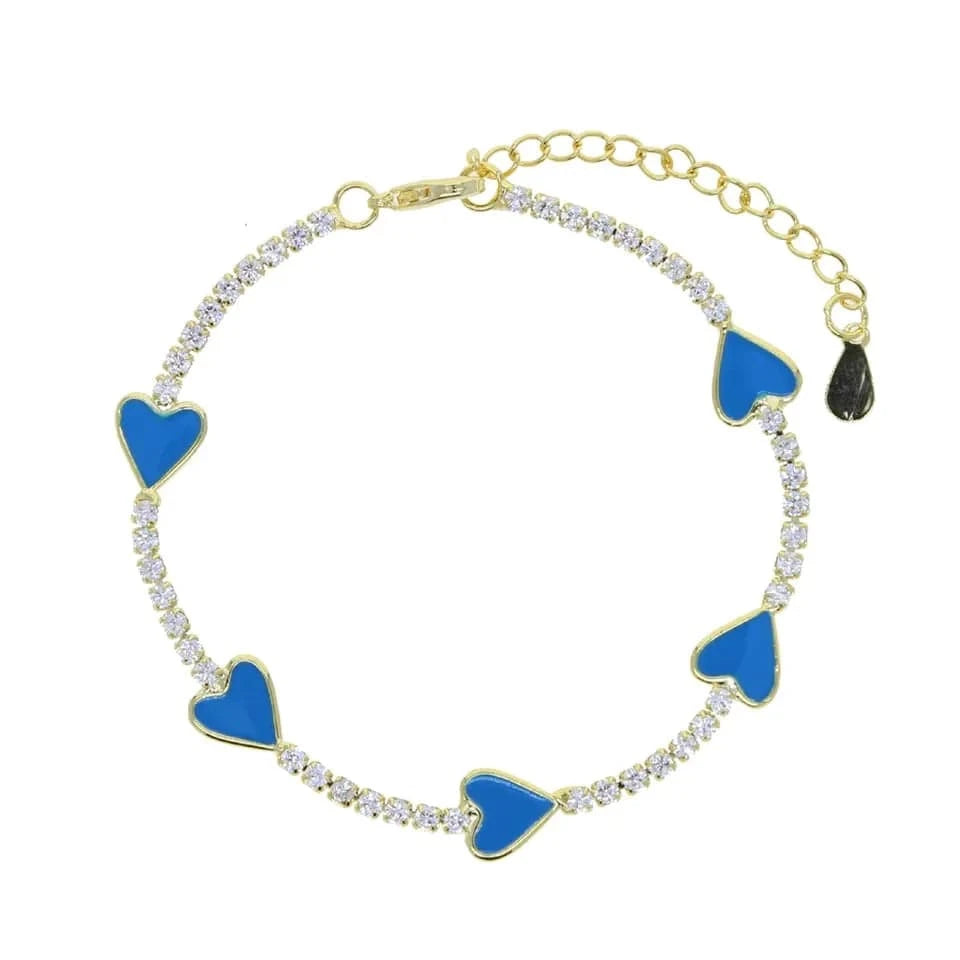 Micro Pave 5A Black White Red CZ Enamel Heart Necklace Bracelet Earring For Women Fashion Jewelry Set