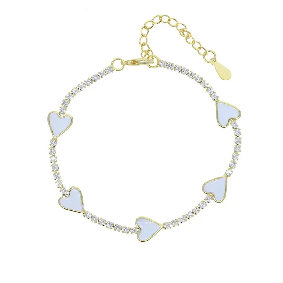 Micro Pave 5A Black White Red CZ Enamel Heart Necklace Bracelet Earring For Women Fashion Jewelry Set