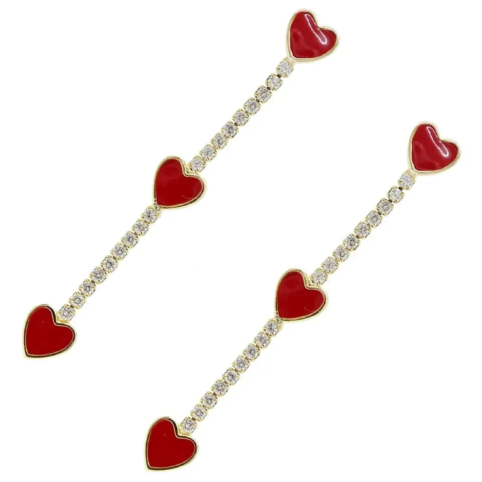 Micro Pave 5A Black White Red CZ Enamel Heart Necklace Bracelet Earring For Women Fashion Jewelry Set