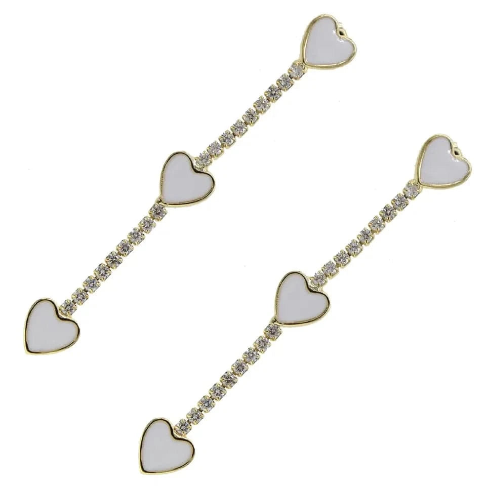 Micro Pave 5A Black White Red CZ Enamel Heart Necklace Bracelet Earring For Women Fashion Jewelry Set