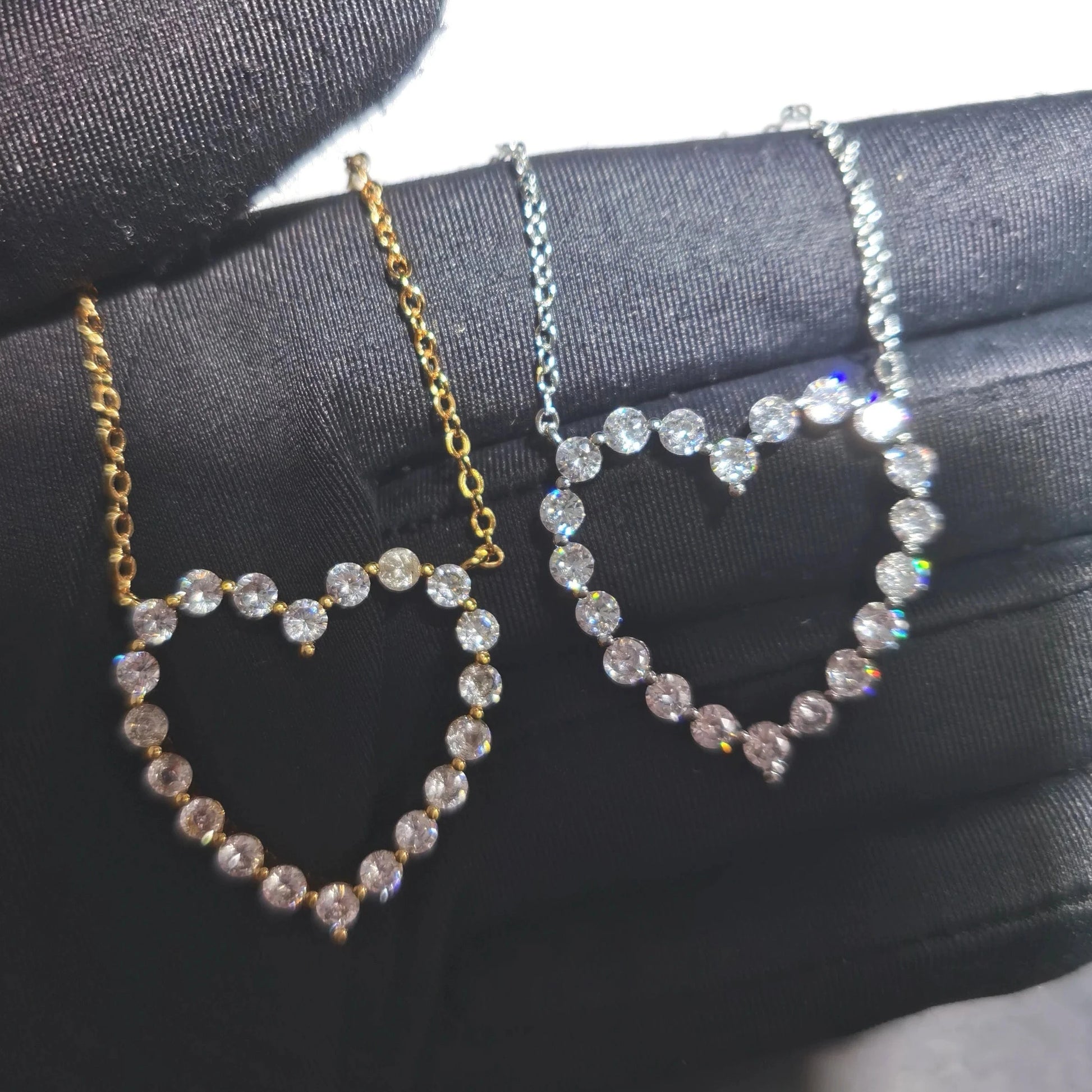 Micro Pave 5A CZ Hollow Heart Pendant Necklace For Women Bling Charm Link Chain Jewelry