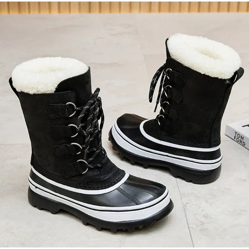 Mid - tube Lace - up Snow Boot Warm Thick Fleece Comfort Waterproof Sports Shoe Outdoor Mountaineer Ski Boots Casual Shoe Sport Shoe - SN Wigs & More
